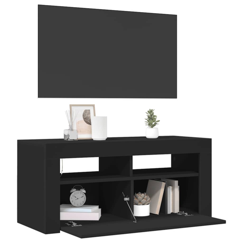 TV-Schrank mit LED-Beleuchtung Schwarz 90x35x40 cm