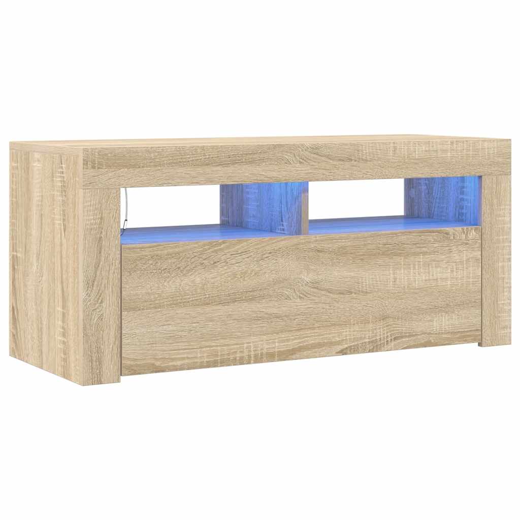 TV-Schrank mit LED-Leuchten Sonoma-Eiche 90x35x40 cm