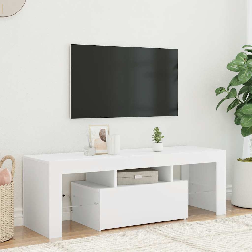 TV-Schrank mit LED-Leuchten Weiß 120x35x40 cm