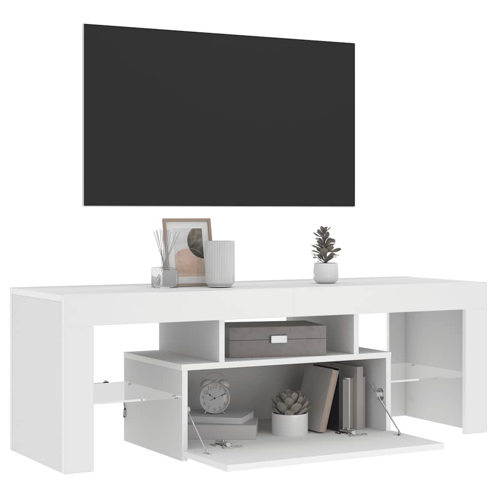 TV-Schrank mit LED-Leuchten Weiß 120x35x40 cm