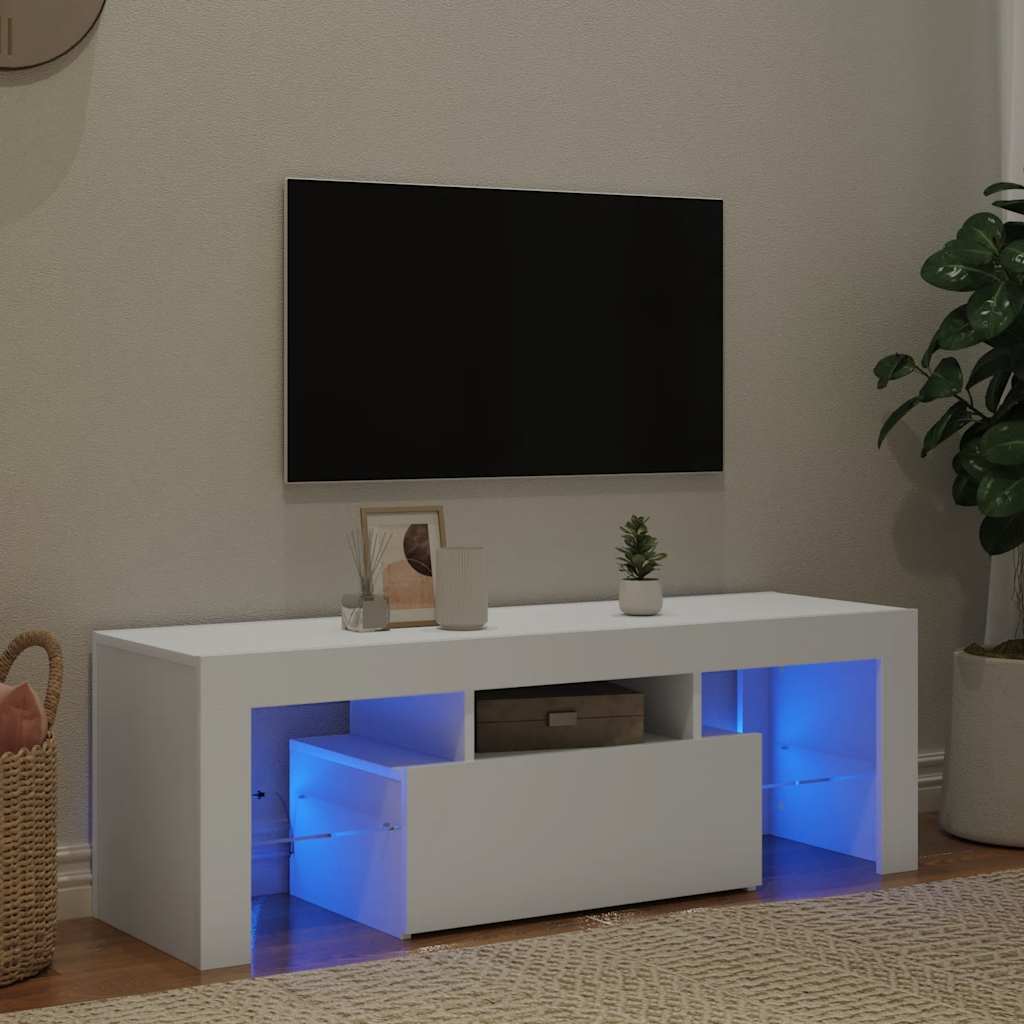TV-Schrank mit LED-Leuchten Weiß 120x35x40 cm