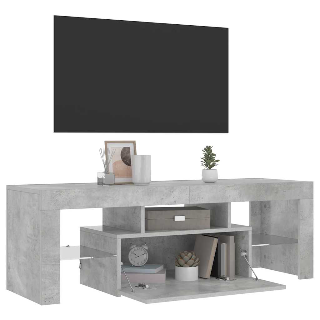TV-Schrank mit LED-Beleuchtung Betongrau 120x35x40 cm