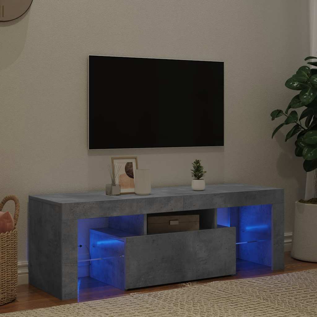 TV-Schrank mit LED-Beleuchtung Betongrau 120x35x40 cm