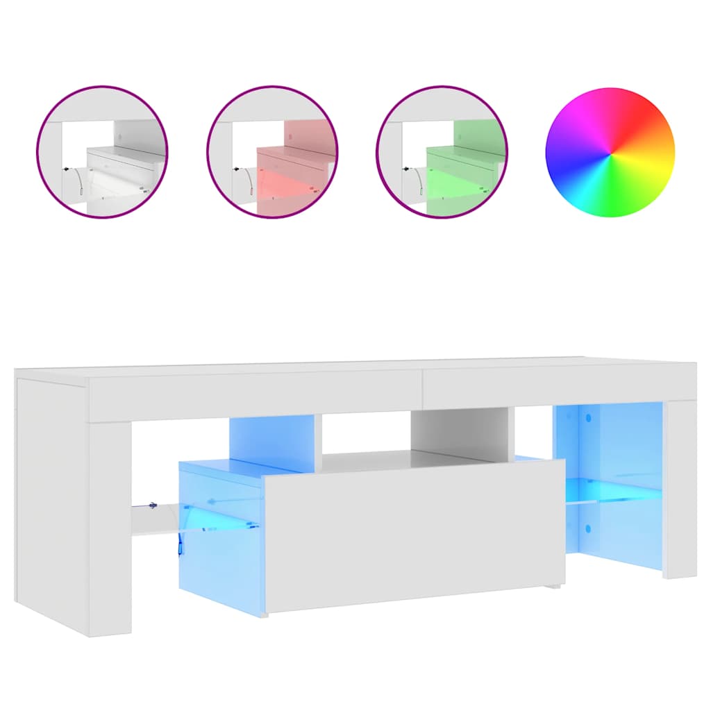 TV-Schrank mit LED-Leuchten Hochglanz-Weiß 120x35x40 cm