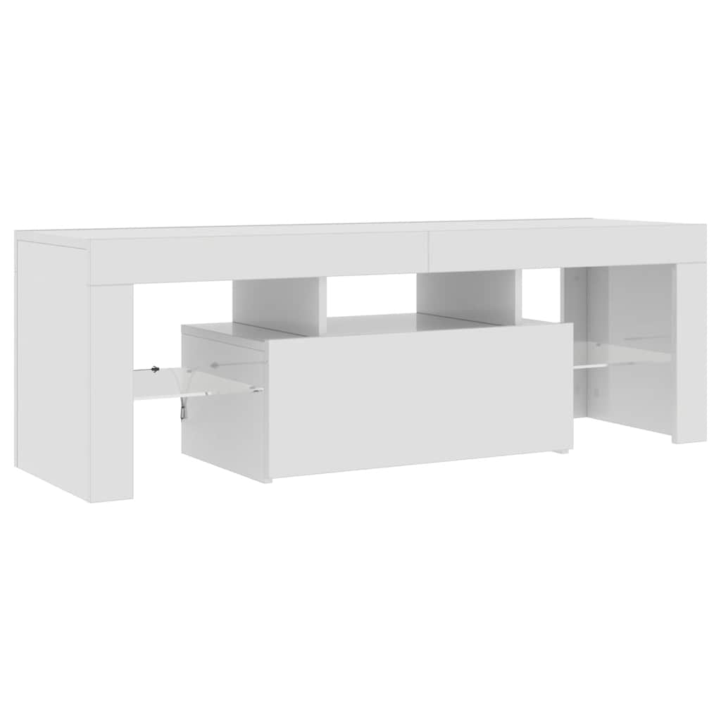 TV-Schrank mit LED-Leuchten Hochglanz-Weiß 120x35x40 cm
