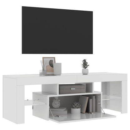 TV-Schrank mit LED-Leuchten Hochglanz-Weiß 120x35x40 cm
