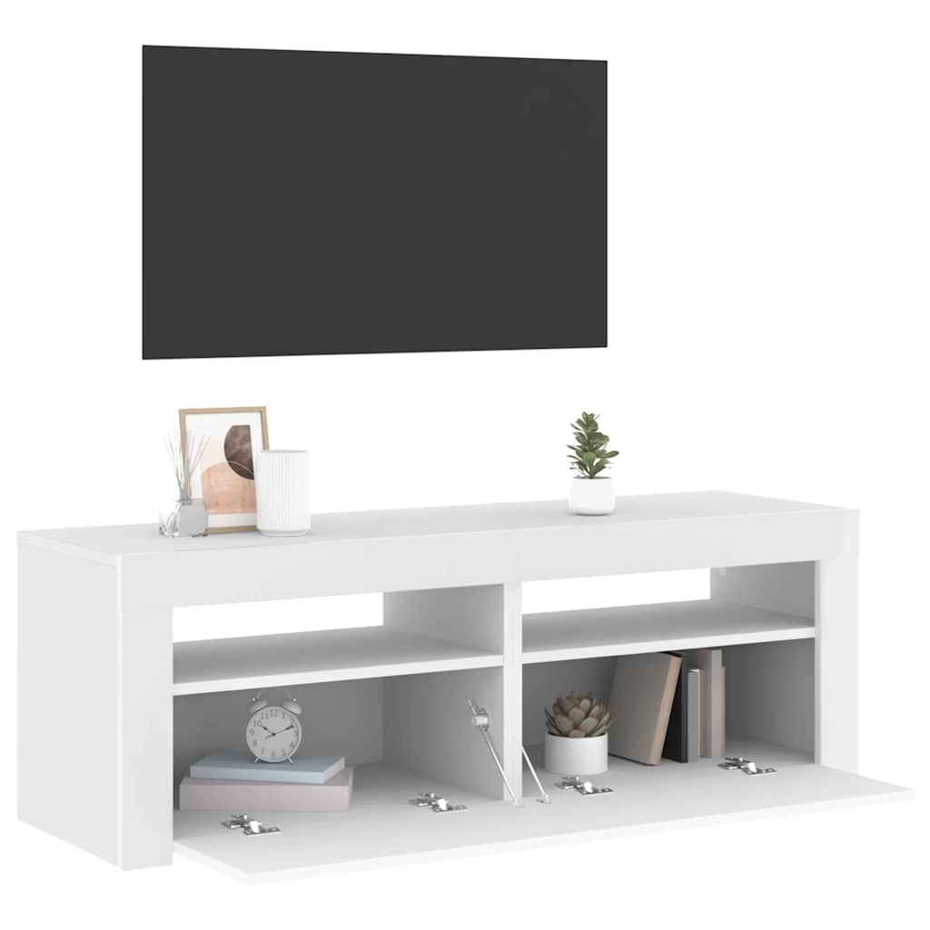 TV-Schrank mit LED-Leuchten Weiß 120x35x40 cm