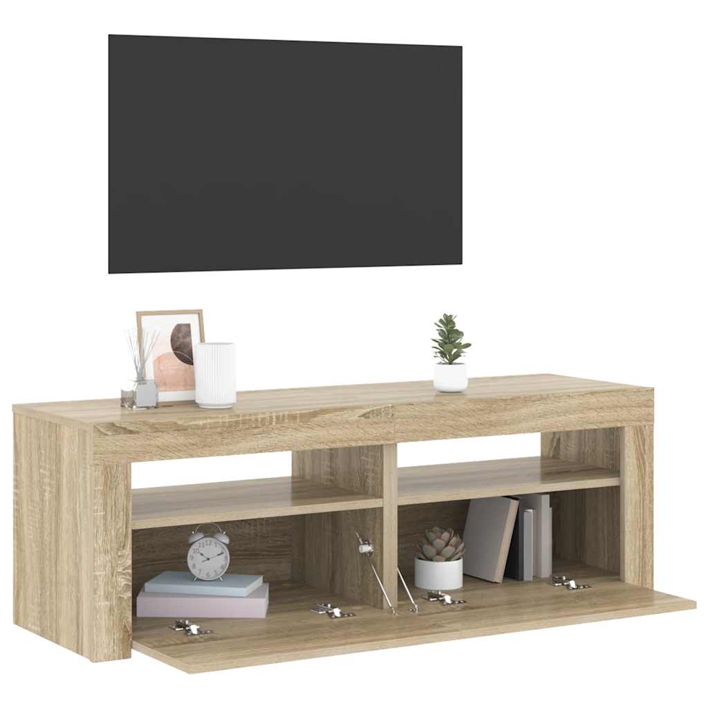 TV-Schrank mit LED-Leuchten Sonoma-Eiche 120x35x40 cm