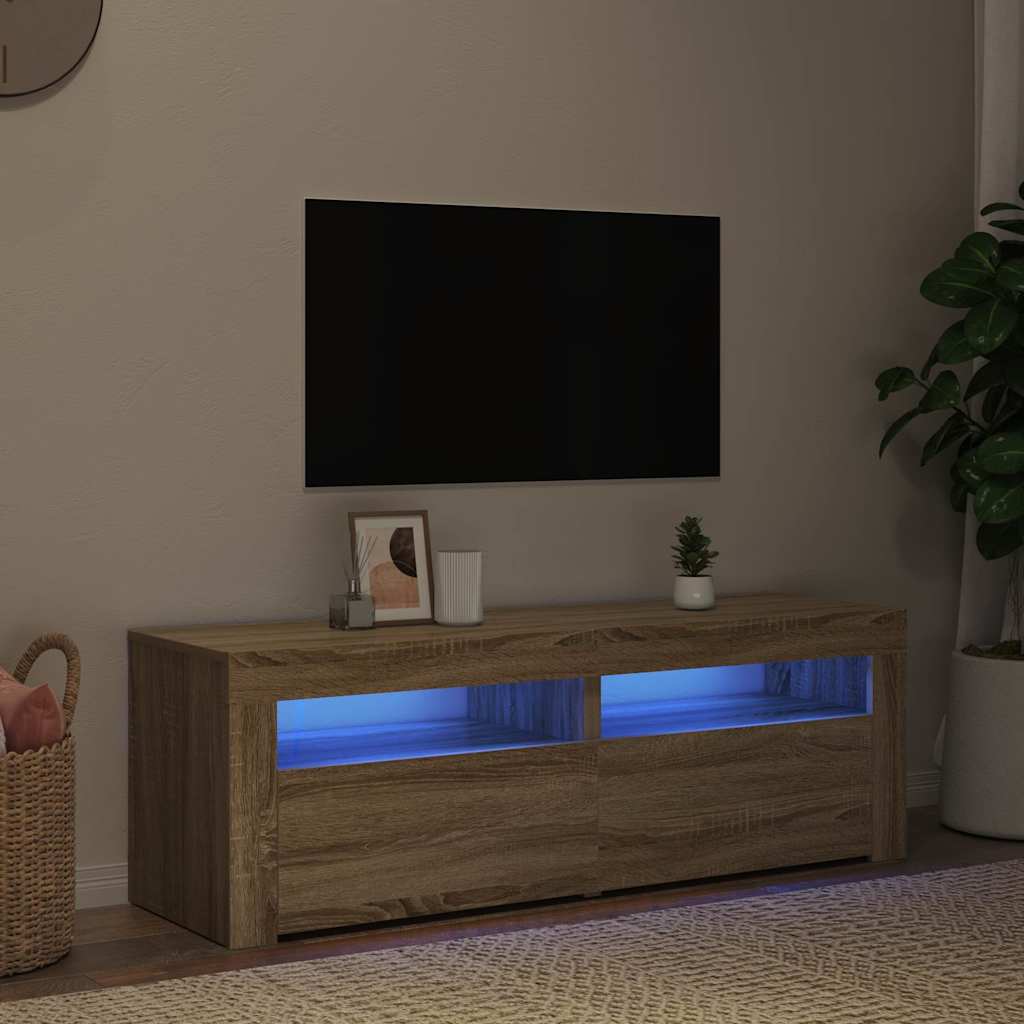 TV-Schrank mit LED-Leuchten Sonoma-Eiche 120x35x40 cm