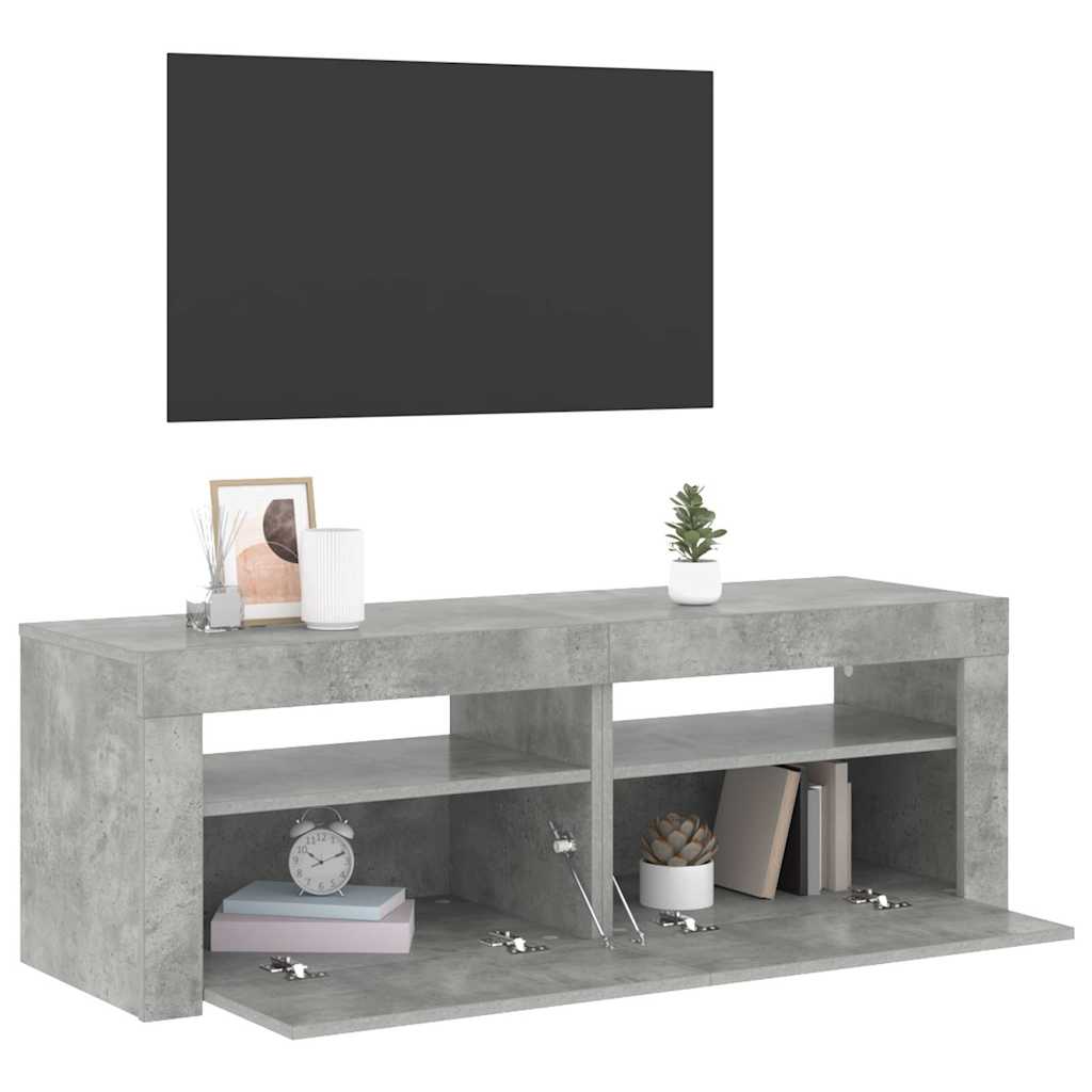 TV-Schrank mit LED-Beleuchtung Betongrau 120x35x40 cm