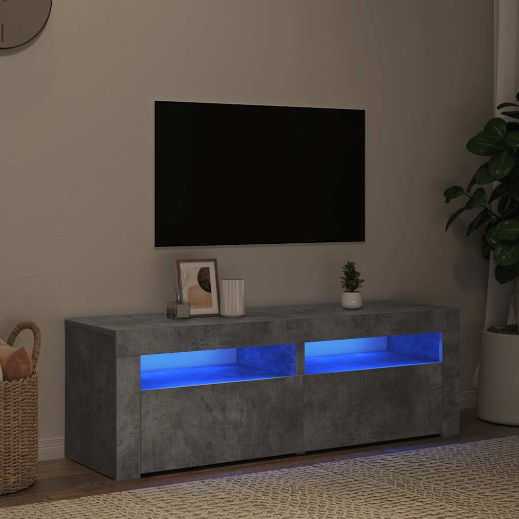 TV-Schrank mit LED-Beleuchtung Betongrau 120x35x40 cm