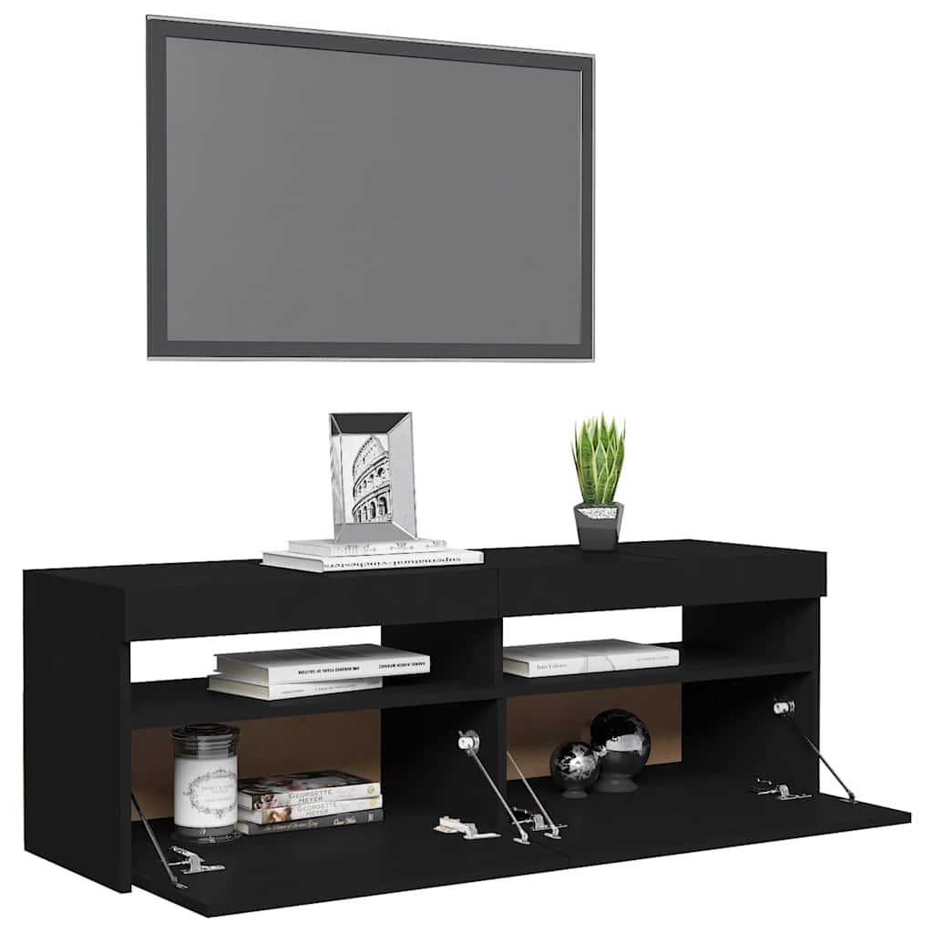 TV-Schrank mit LED-Leuchten Schwarz 120x35x40 cm