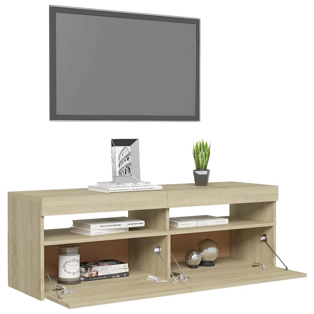TV-Schrank mit LED-Leuchten Sonoma-Eiche 120x35x40 cm