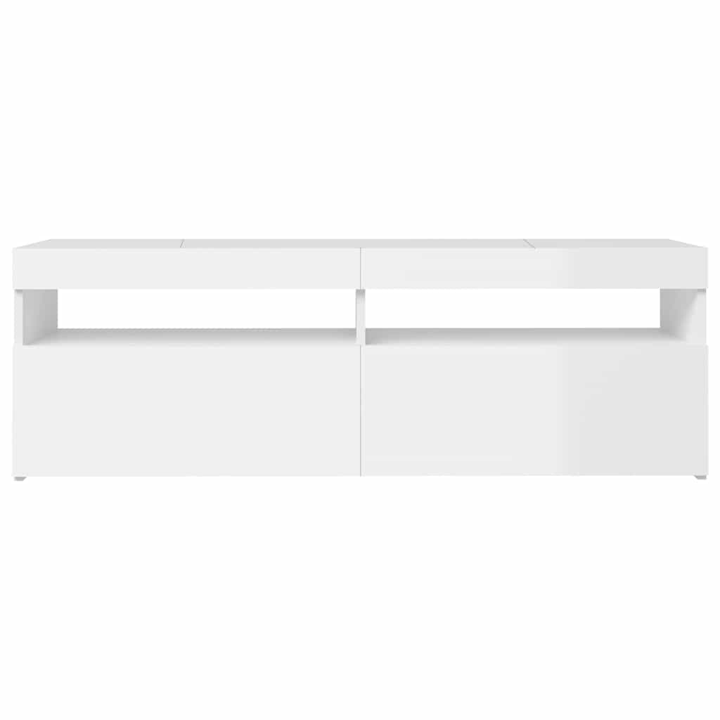 TV-Schrank mit LED-Leuchten Hochglanz-Weiß 120x35x40 cm