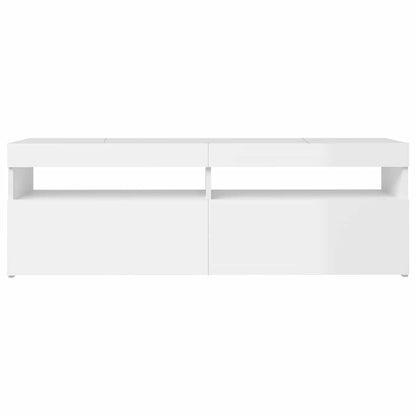 TV-Schrank mit LED-Leuchten Hochglanz-Weiß 120x35x40 cm