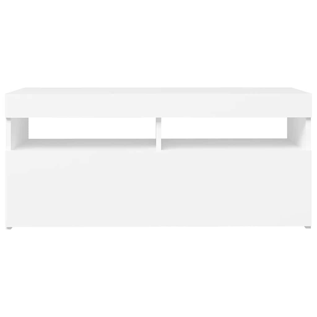 TV-Schrank mit LED-Leuchten Weiß 90x35x40 cm