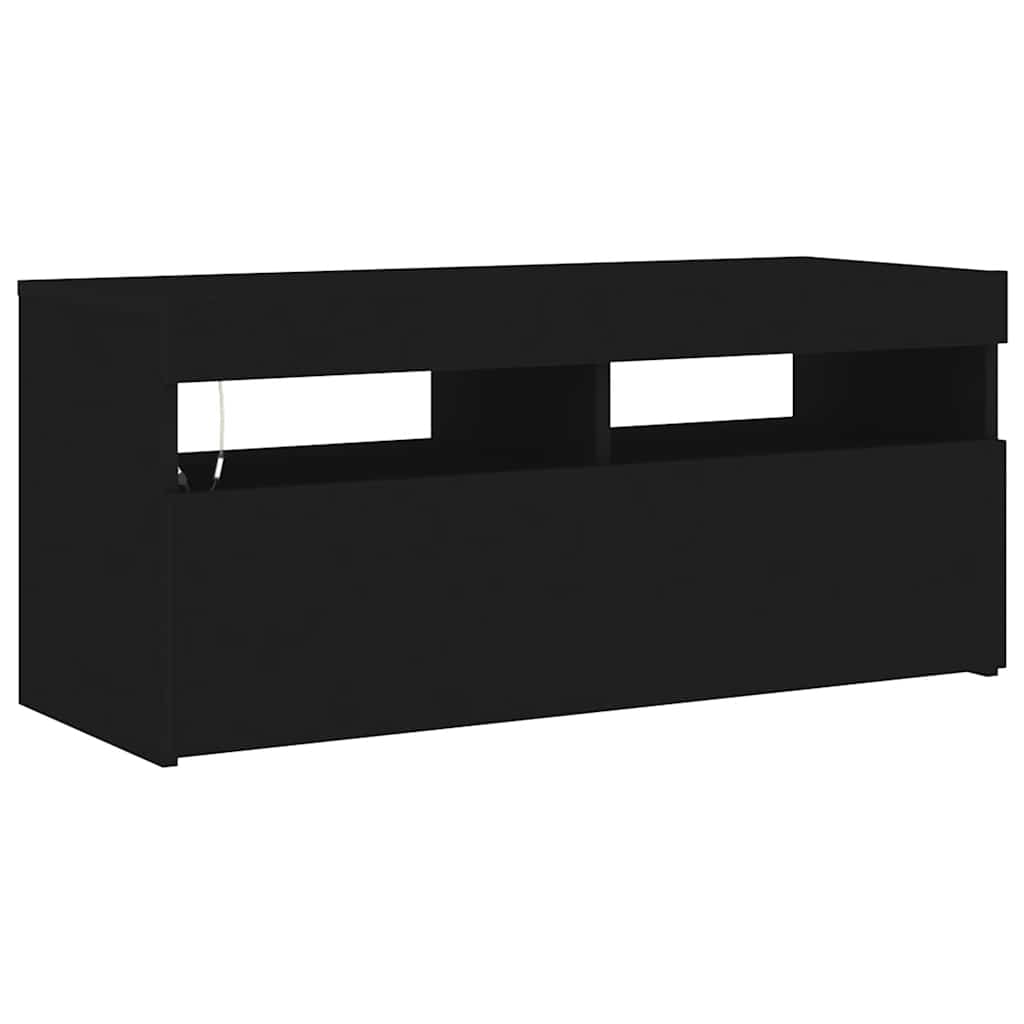 TV-Schrank mit LED-Leuchten Schwarz 90x35x40 cm