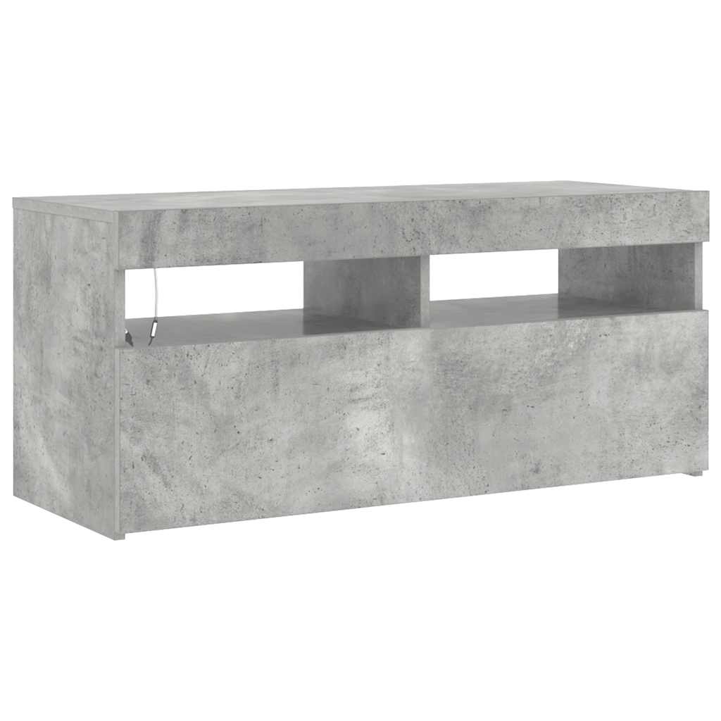 TV-Schrank mit LED-Leuchten Betongrau 90x35x40 cm