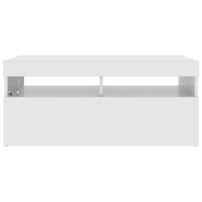 TV-Schrank mit LED-Leuchten Hochglanz-Weiß 90x35x40 cm
