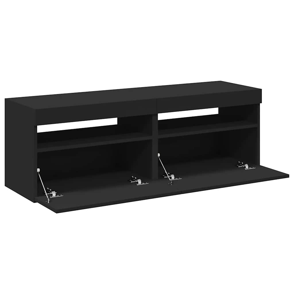 TV-Schränke LED-Leuchten 2 Stk. Schwarz 60x35x40cm
