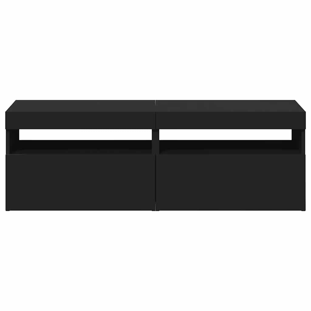 TV-Schränke LED-Leuchten 2 Stk. Schwarz 60x35x40cm