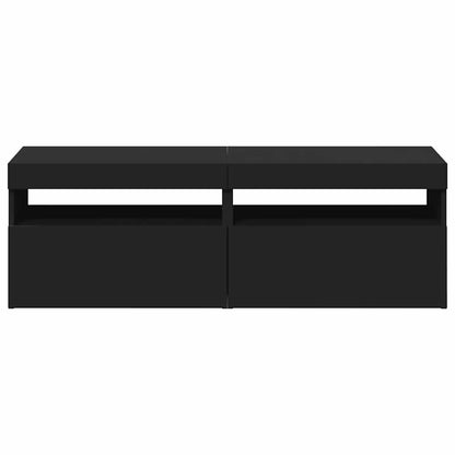 TV-Schränke LED-Leuchten 2 Stk. Schwarz 60x35x40cm