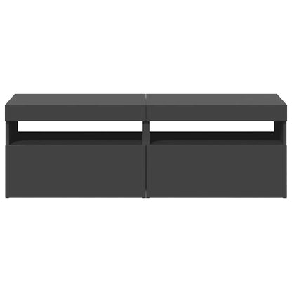 TV-Schränke LED-Leuchten 2 Stk. Grau 60x35x40cm