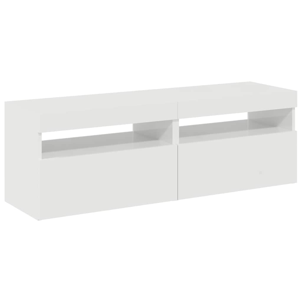 TV-Schränke mit LED-Leuchten 2 Stk. Hochglanz-Weiß 60x35x40 cm