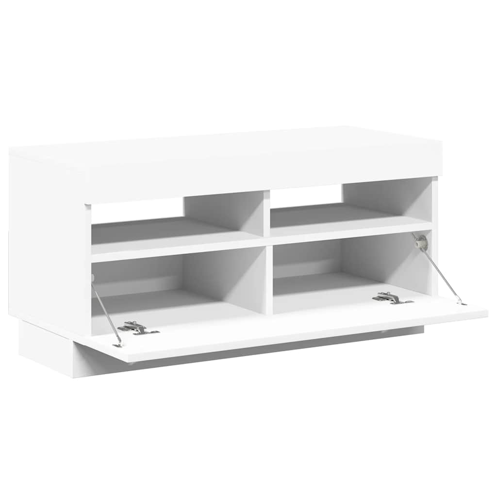 TV-Schrank mit LED-Leuchten Weiß 80x35x40 cm
