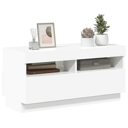 TV-Schrank mit LED-Leuchten Hochglanz-Weiß 80x35x40 cm