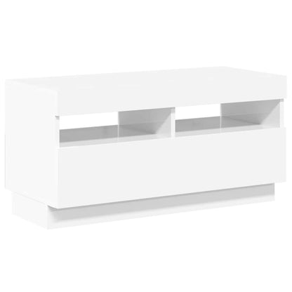 TV-Schrank mit LED-Leuchten Hochglanz-Weiß 80x35x40 cm