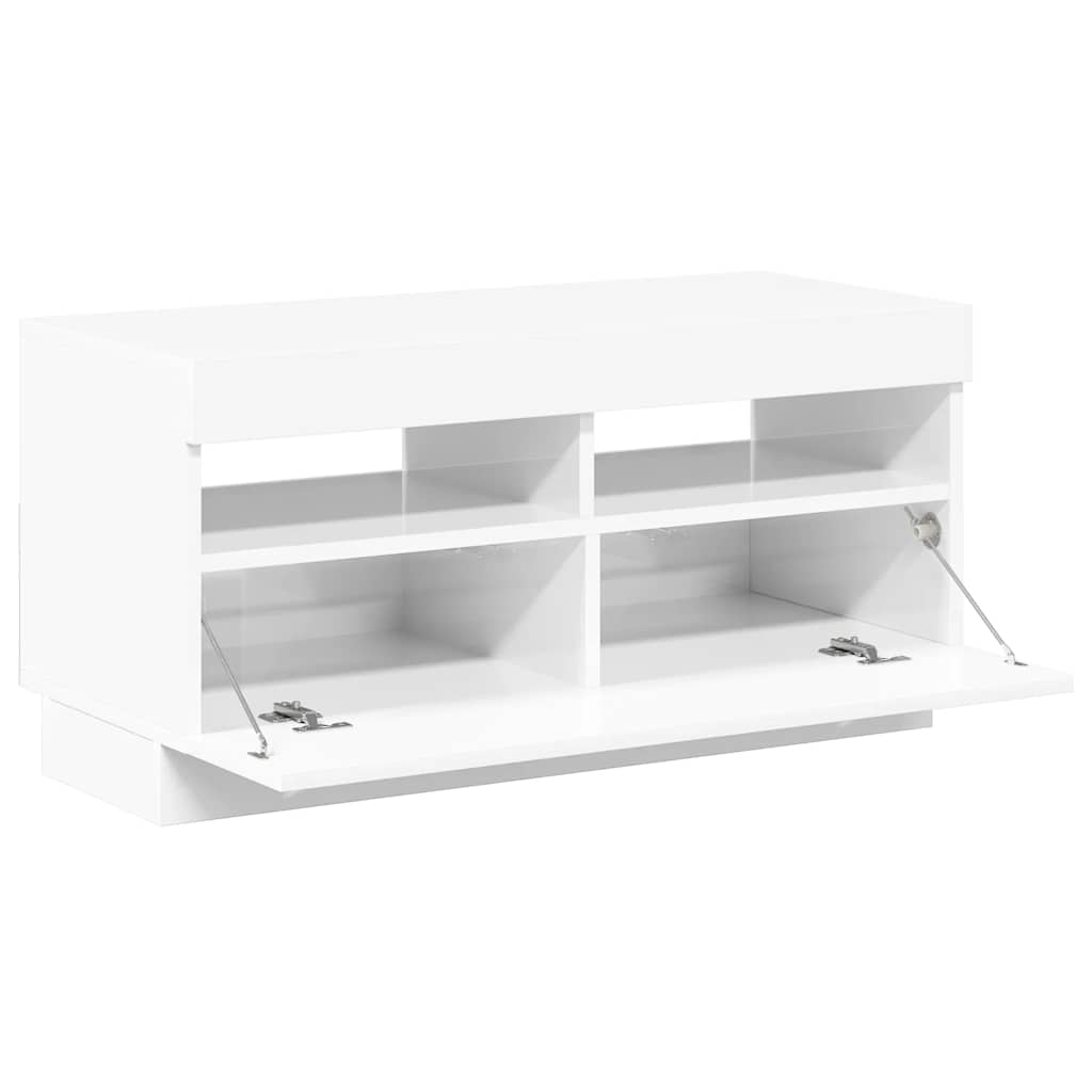 TV-Schrank mit LED-Leuchten Hochglanz-Weiß 80x35x40 cm