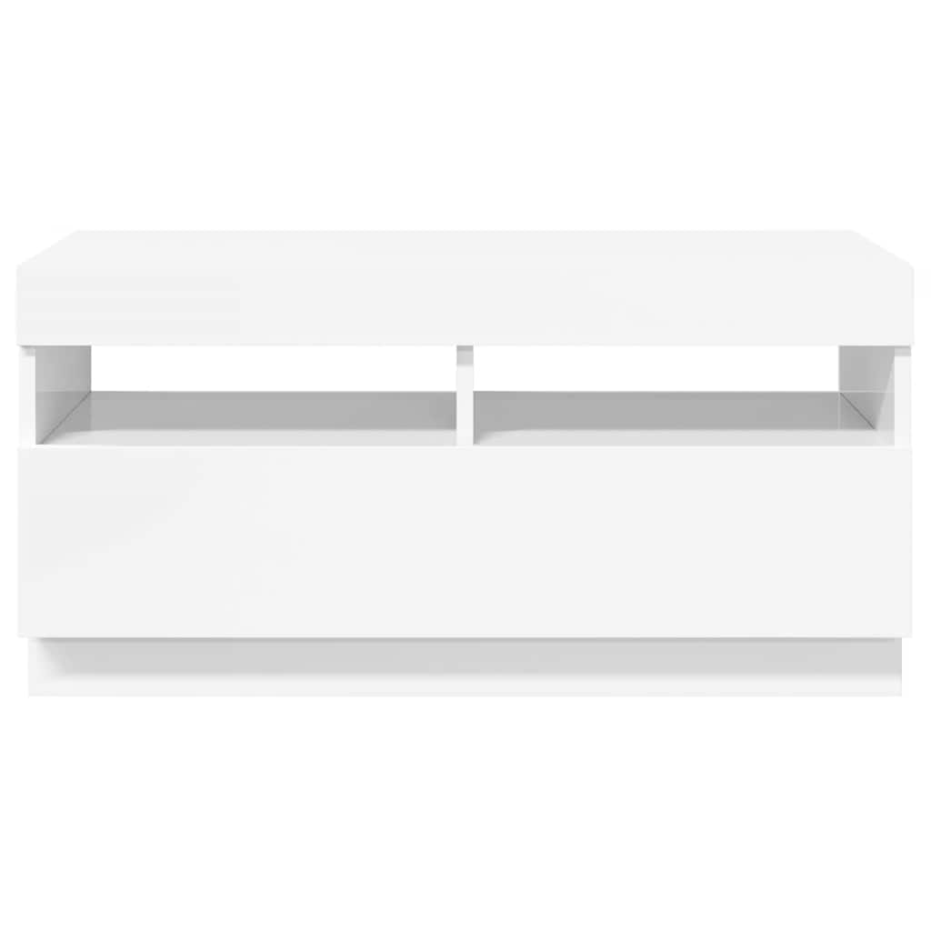 TV-Schrank mit LED-Leuchten Hochglanz-Weiß 80x35x40 cm