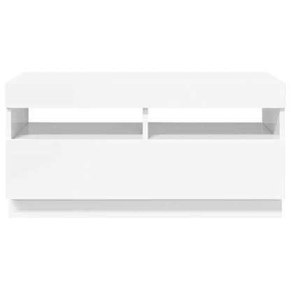 TV-Schrank mit LED-Leuchten Hochglanz-Weiß 80x35x40 cm