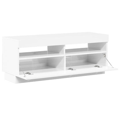 TV-Schrank mit LED-Leuchten Hochglanz-Weiß 100x35x40 cm