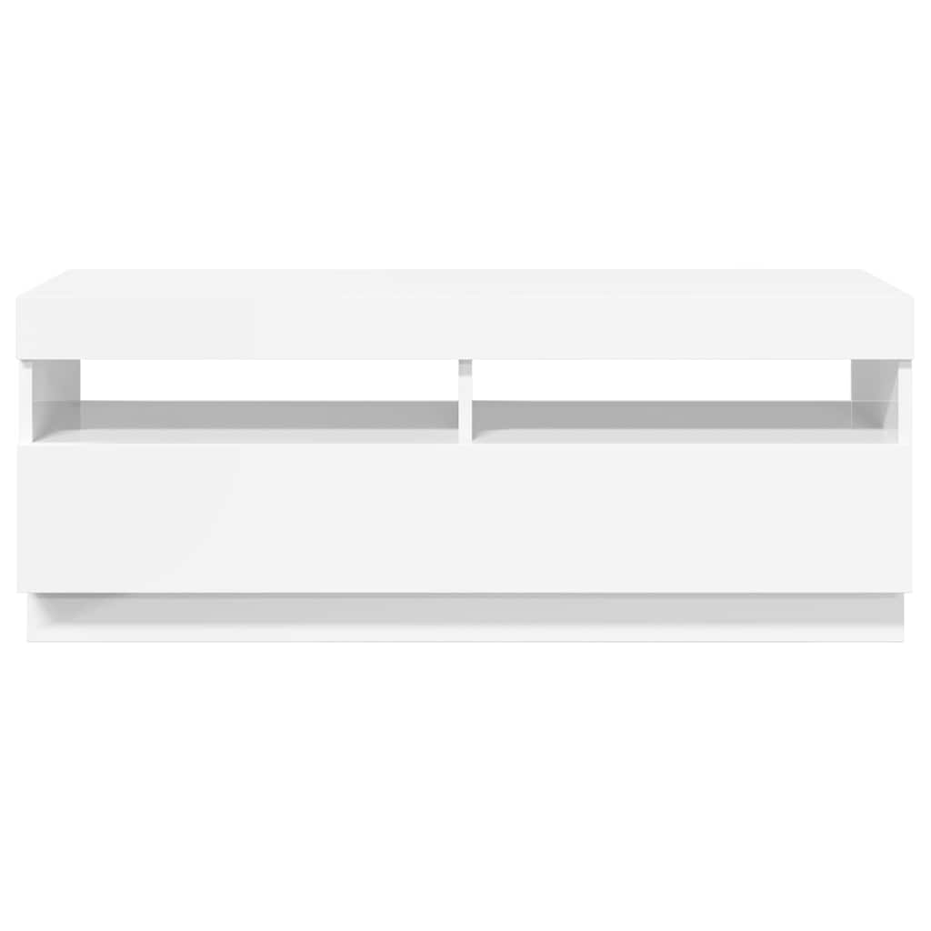 TV-Schrank mit LED-Leuchten Hochglanz-Weiß 100x35x40 cm