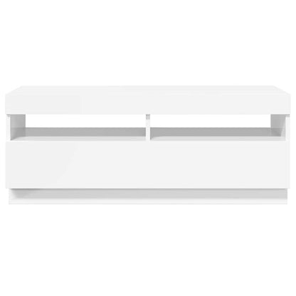 TV-Schrank mit LED-Leuchten Hochglanz-Weiß 100x35x40 cm