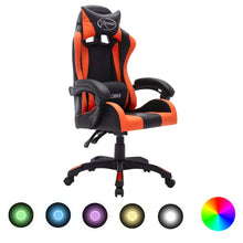 Gaming-Stuhl mit RGB LED-Leuchten Orange und Schwarz Kunstleder