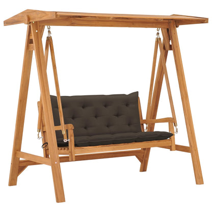 Hollywoodschaukel mit Taupe Auflage 170 cm Massivholz Teak