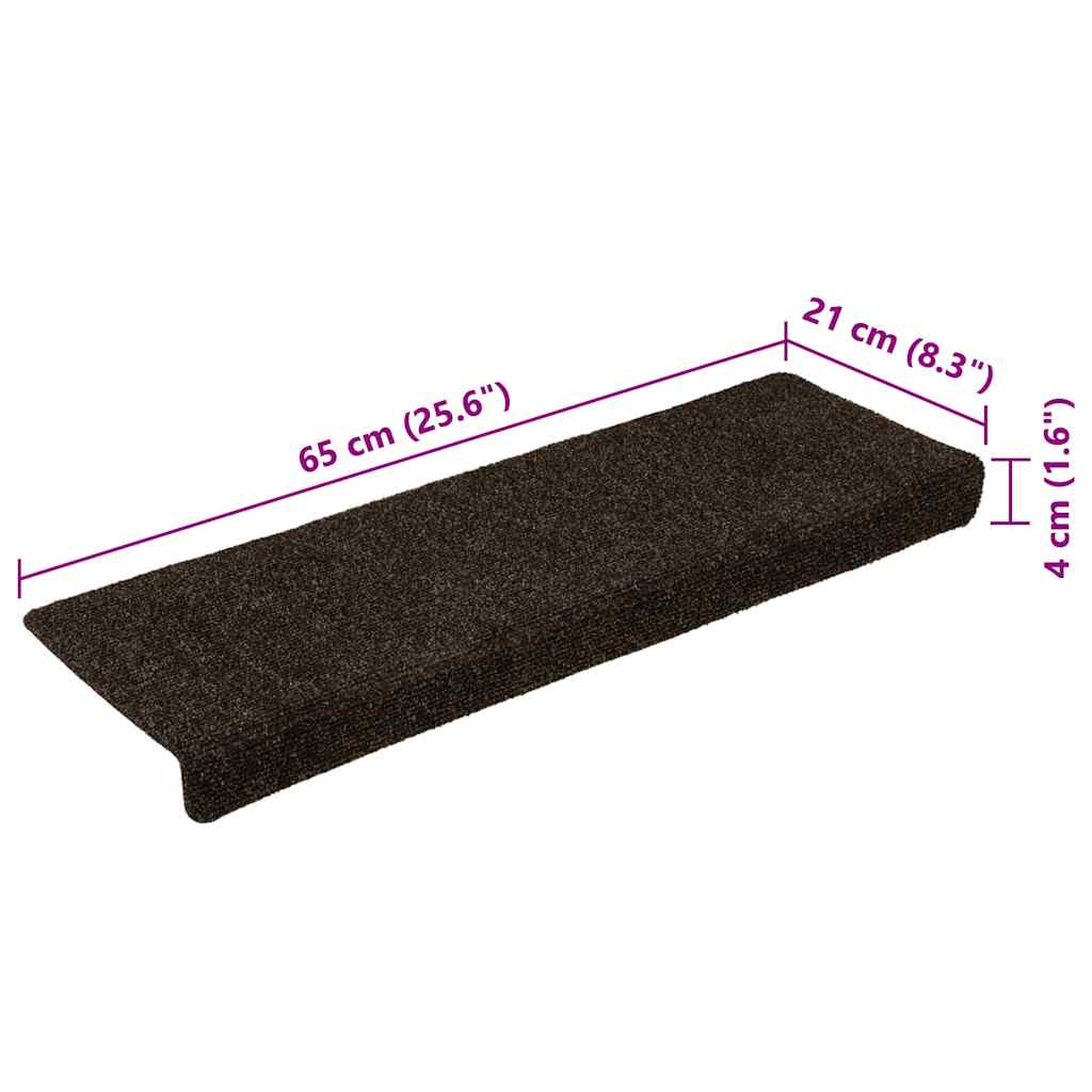 Stufenmatten Selbstklebend 15 Stk. 65x21x4 cm Dunkelbraun Rechteckiger Rand