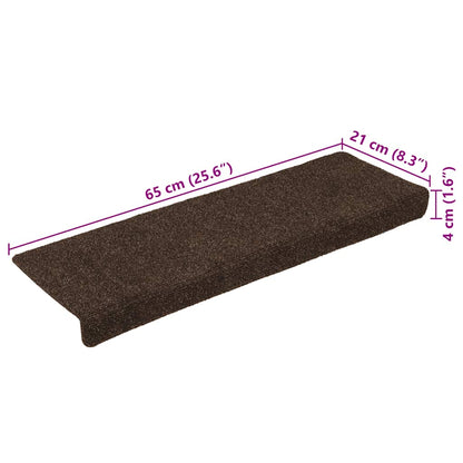 Stufenmatten Selbstklebend 15 Stk. 65x21x4 cm Braun Rechteckiger Rand