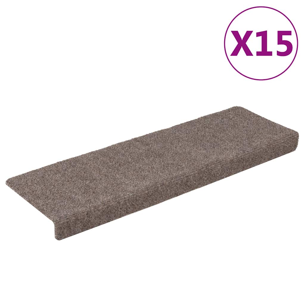 Stufenmatten Selbstklebend 15 Stk. 65x21x4 cm Beige Rechteckiger Rand