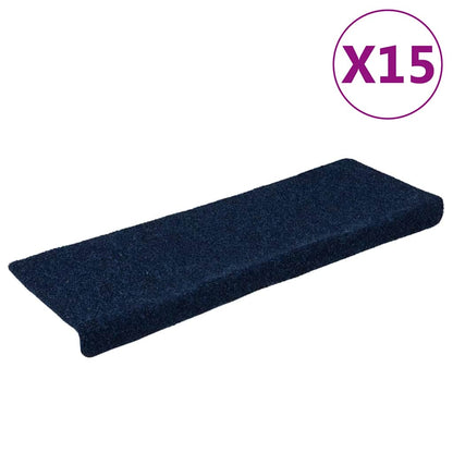 Stufenmatten Selbstklebend 15 Stk. 65x21x4 cm Marineblau Rechteckiger Rand