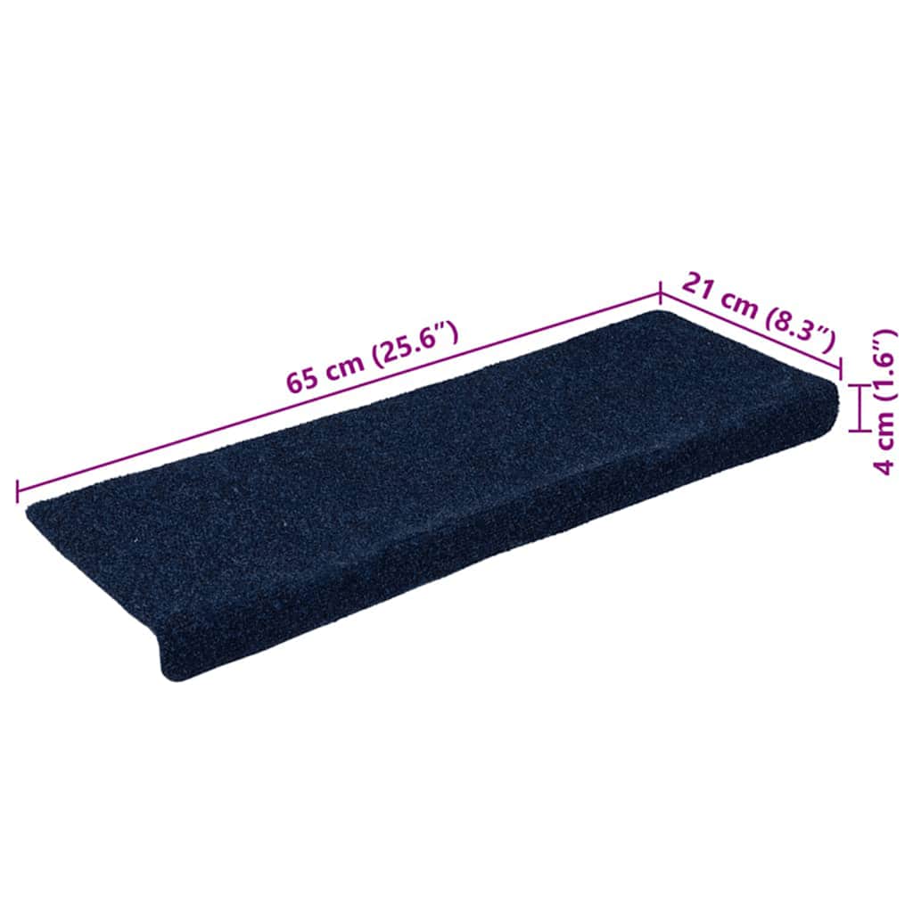 Stufenmatten Selbstklebend 15 Stk. 65x21x4 cm Marineblau Rechteckiger Rand