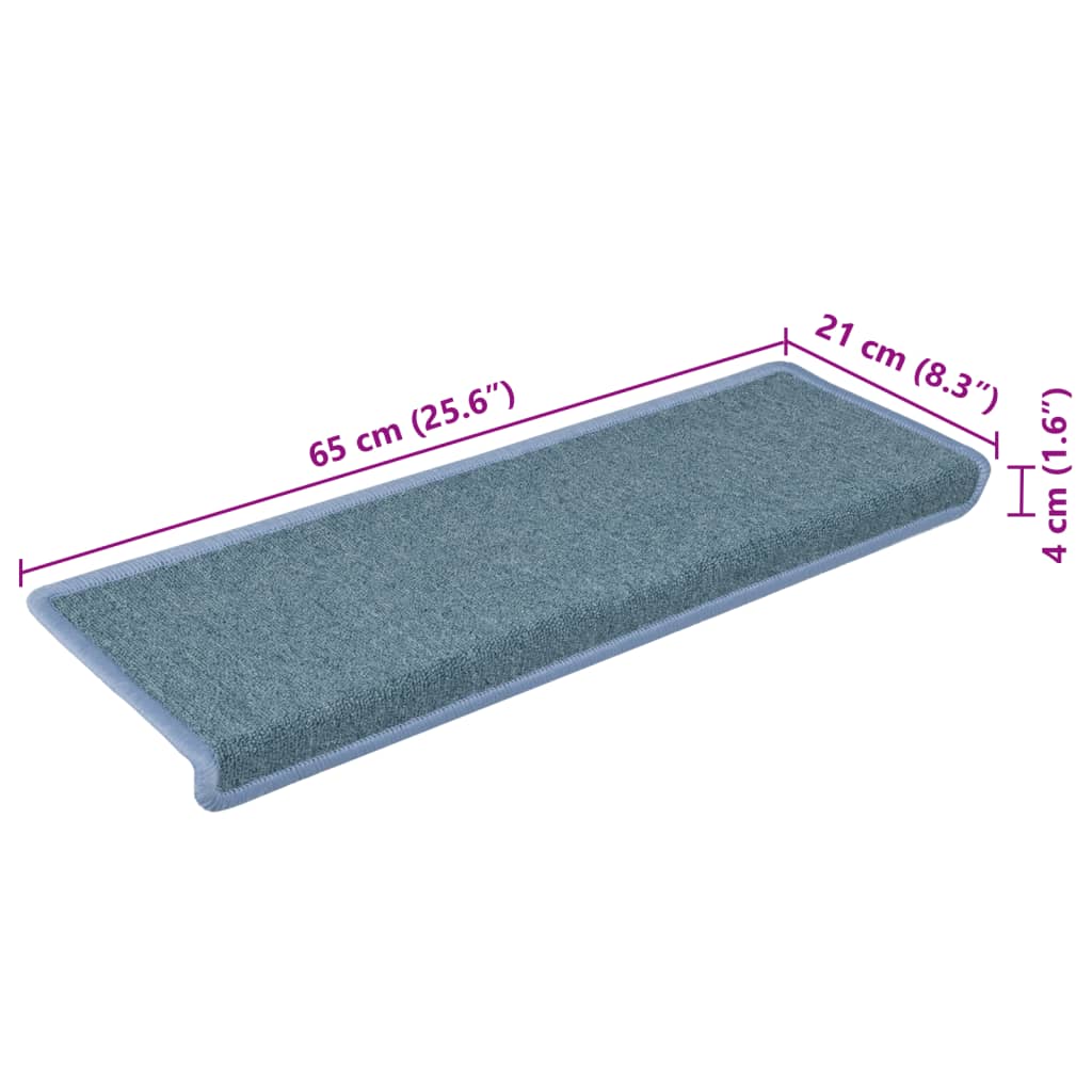 Stufenmatten 15 Stk. 65x21x4 cm Seeblau Rechteckiger Rand