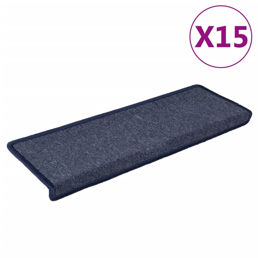 Stufenmatten 15 Stk. 65 x 21 x 4 cm Dunkelgrau und Blau Rechteckiger Rand