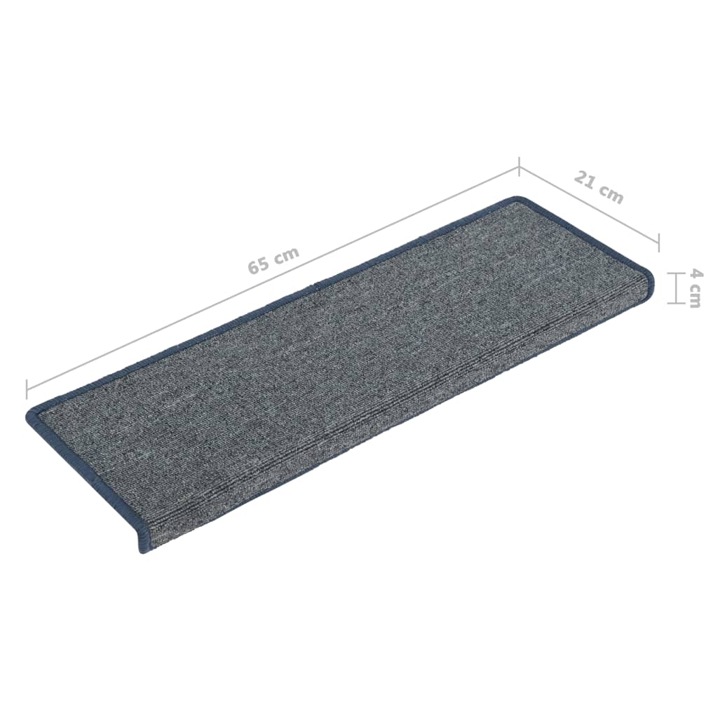 Stufenmatten 15 Stk. 65 x 21 x 4 cm Hellgrau und Blau Rechteckiger Rand