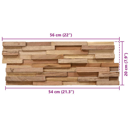 3D-Wandverkleidung 10 Stk. 1,08 m² Massivholz Teak