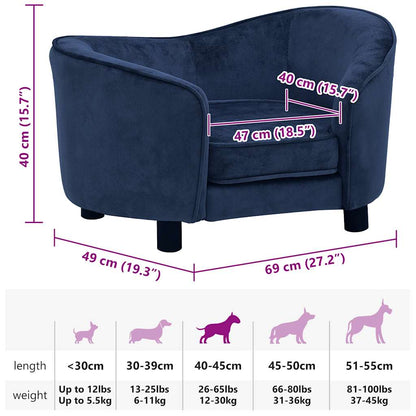 Hundesofa Blau 69x49x40 cm Plüsch