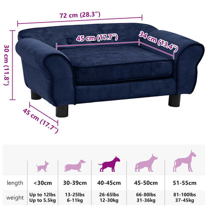 Hundesofa Blau 72x45x30 cm Plüsch